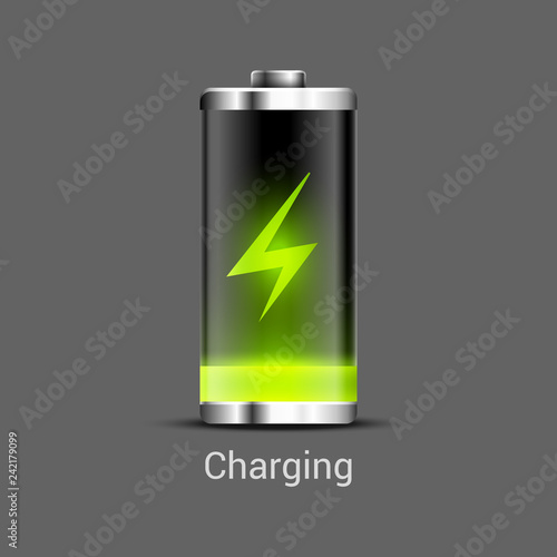 Battery charge energy power icon. Vector battery recharge design energy technology