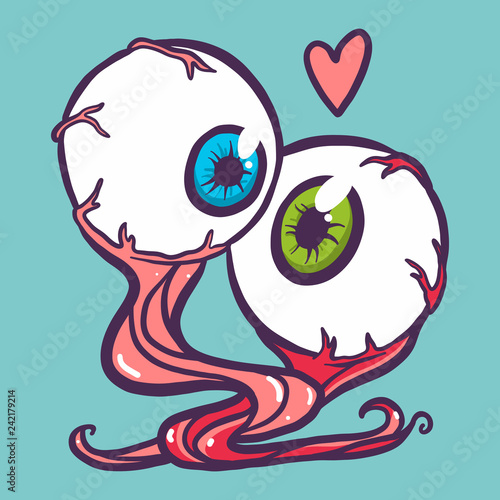 Couple love eyeball icon. Hand drawn illustration of couple love eyeball vector icon for web design