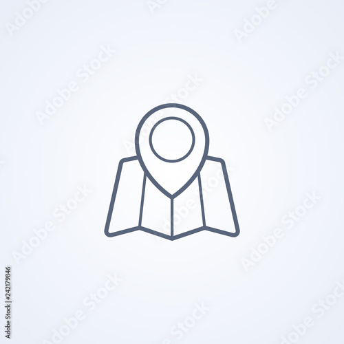 Location on the map, vector best gray line icon