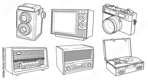 Vintage Devices Illustration Set