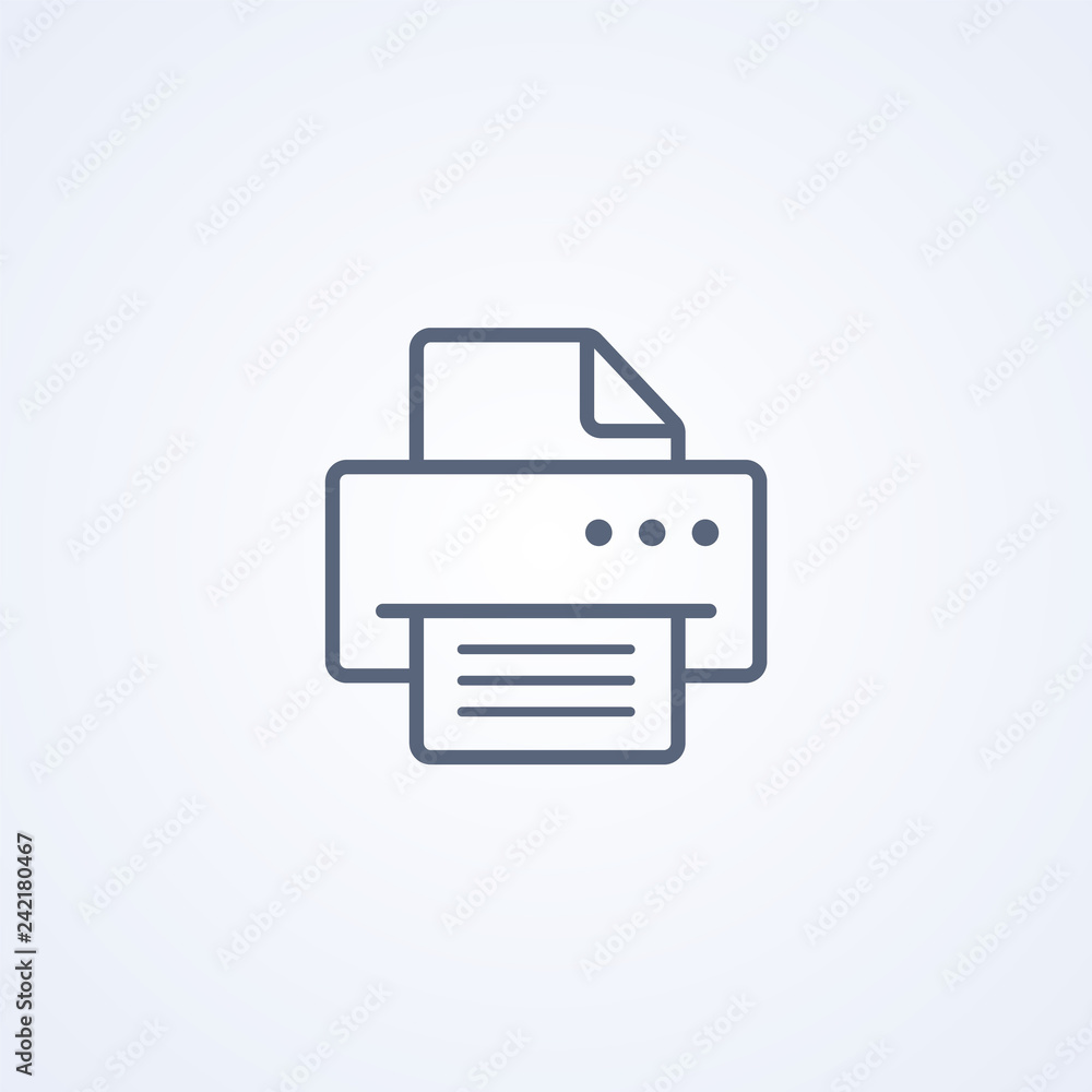Printer, document printing, vector best gray line icon Printer, document printing, vector best gray line icon