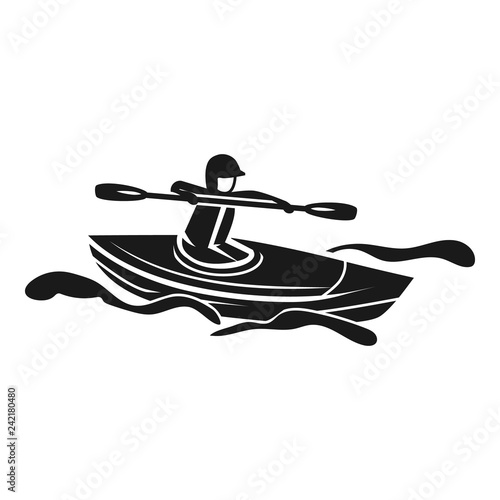 Man in a kayak icon. Simple illustration of man in a kayak vector icon for web design isolated on white background