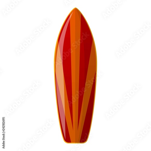 Red surfboard icon. Cartoon of red surfboard vector icon for web design isolated on white background