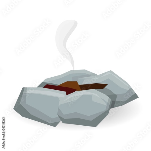 Burned stone campfire icon. Cartoon of burned stone campfire vector icon for web design isolated on white background