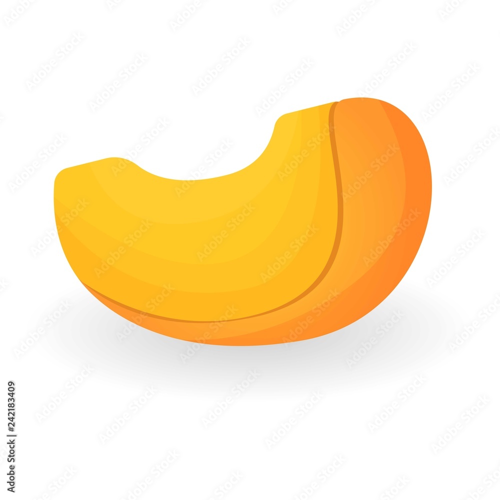 Orange piece peach icon. Cartoon of orange piece peach vector icon for web design isolated on white background Orange piece peach icon. Cartoon of orange piece peach vector icon for web design isolated on white background