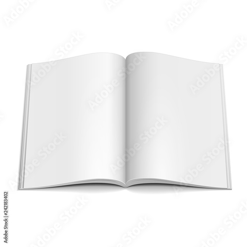 Blank Open Magazine, Book, Booklet, Brochure, Cover. Illustration Isolated On White Background. Mock Up Template Ready For Your Design. Vector EPS10