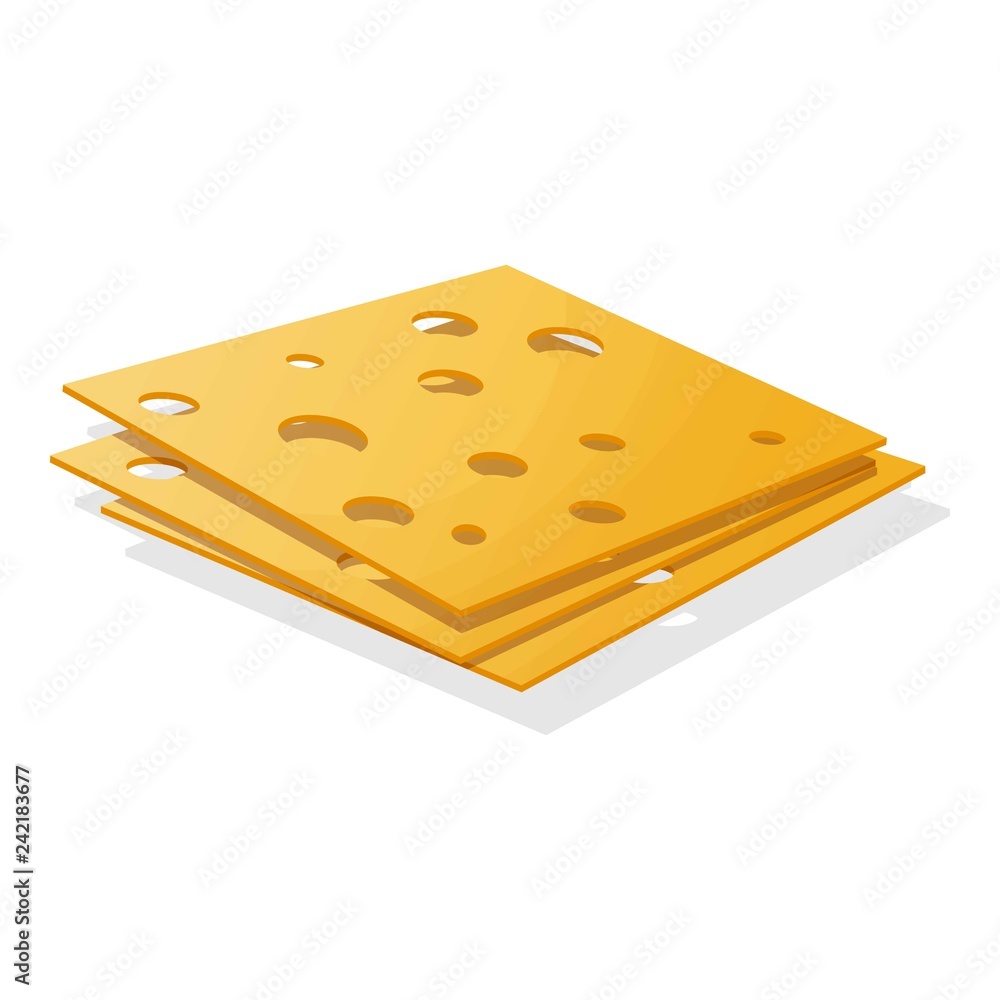 Sliced cheese icon. Cartoon of sliced cheese vector icon for web design