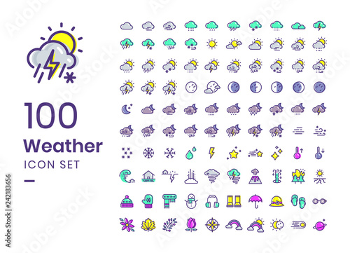 100 Weather Icon Set 
