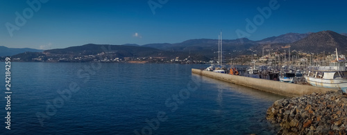 Agios Nikolaos, Crete - 10 01 2018: The city of Agios Nikolaos. View of the sea