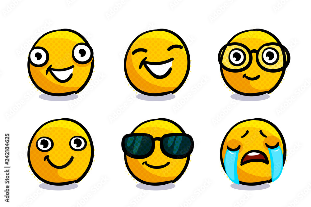 Fototapeta premium Set of cute emoji