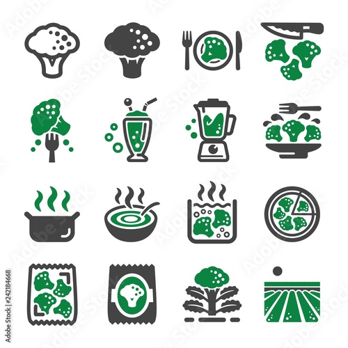 broccoli icon set,vector and illustration