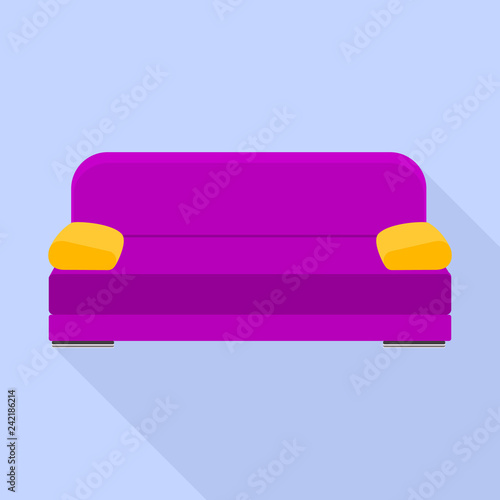 Violet sofa icon. Flat illustration of violet sofa vector icon for web design