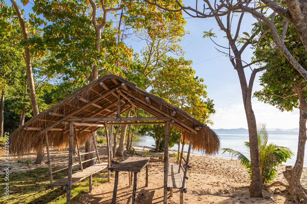 View of tropical beach on the Ditaytayan island, Busuanga, Palawan, Philippines. Beautiful tropical island with sand beach, palm trees. Travel concept. View of tropical beach on the Ditaytayan island, Busuanga, Palawan, Philippines. Beautiful tropical island with sand beach, palm trees. Travel concept.