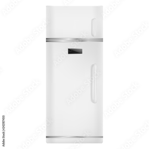 Home fridge icon. Realistic illustration of home fridge vector icon for web design