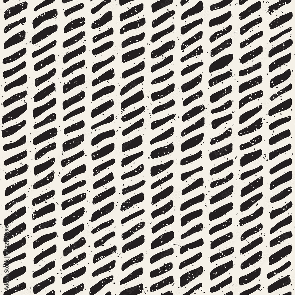 Simple ink geometric pattern. Monochrome black and white strokes background. Hand drawn ink texture for your design..