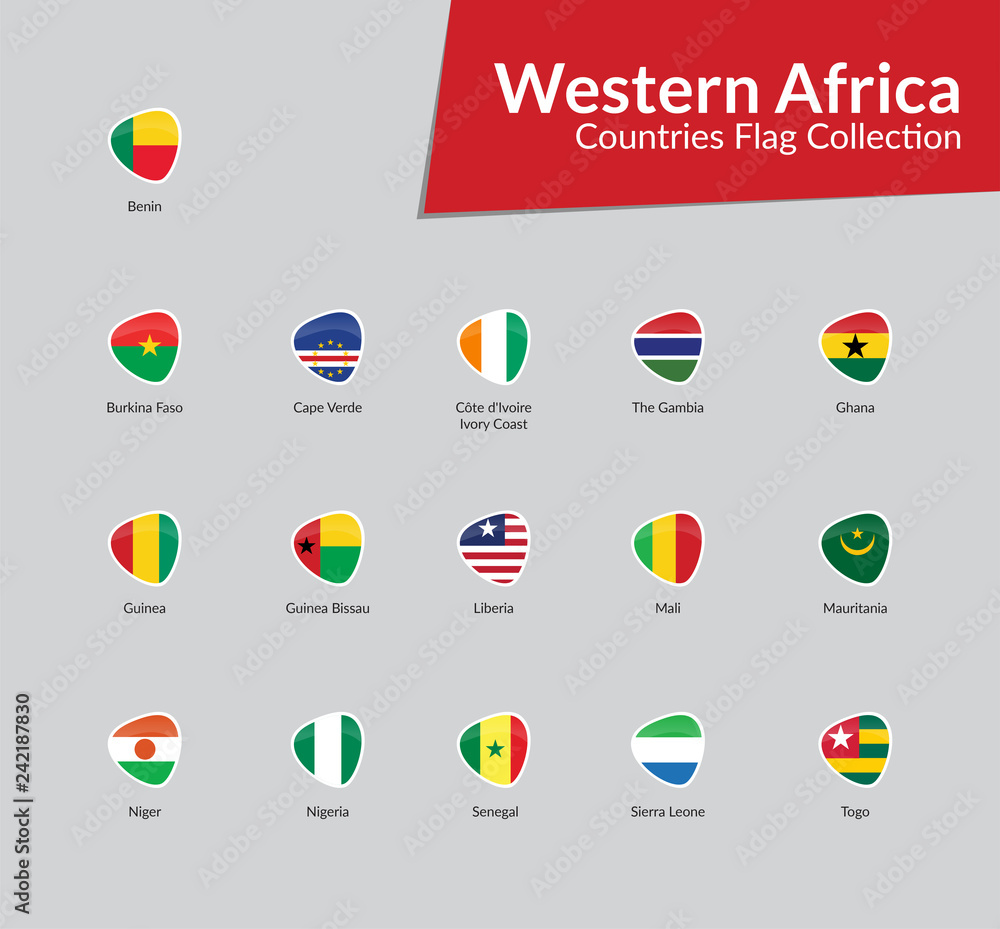 Western African Countries Flag icon collection Western African Countries Flag icon collection