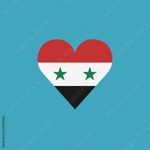 Syria flag icon in a heart shape in flat design. Independence day or National day holiday concept.