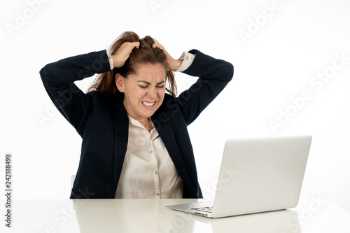 фотографія Business corporate woman desperate and overwhelmed with laptop computer