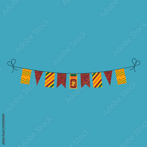 Decorations bunting flags for Sri Lanka national day holiday in flat design. Independence day or National day holiday concept.