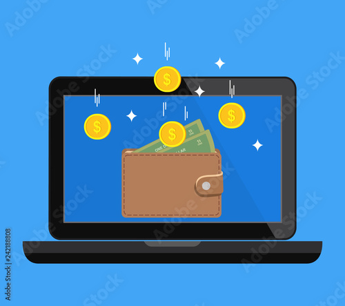 Online income money in electronic wallet vector illustration