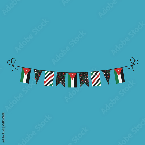 Decorations bunting flags for Jordan national day holiday in flat design. Independence day or National day holiday concept.