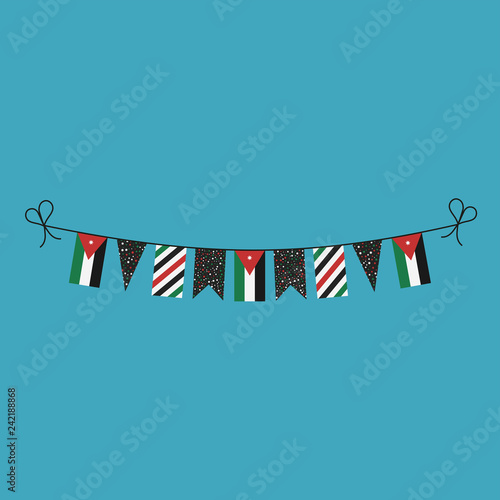 Decorations bunting flags for Jordan national day holiday in flat design. Independence day or National day holiday concept.