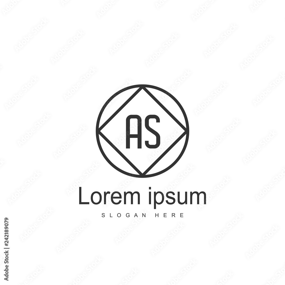 AS Letters Logo Design. Simple and Creative Black Letter Concept Illustration.