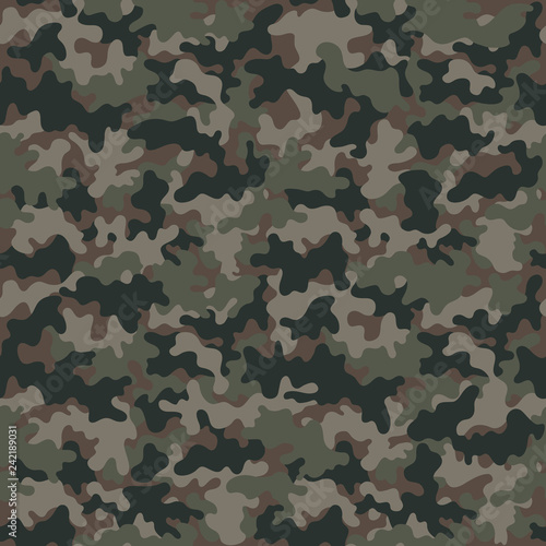 Camouflage Seamless Pattern - Abstract design of camouflage in green and brown colors