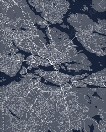 Canvas Print map of the city of Stockholm, Sweden