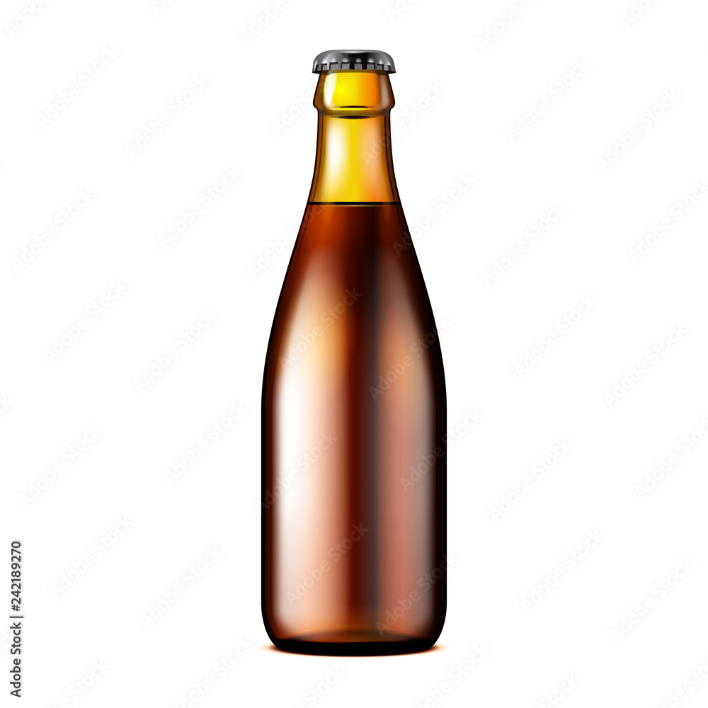 Glass Dark Brown Beer, Ale, Cider Bottle. Carbonated Soft Drink. Mock