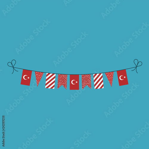 Decorations bunting flags for Turkey national day holiday in flat design. Independence day or National day holiday concept.