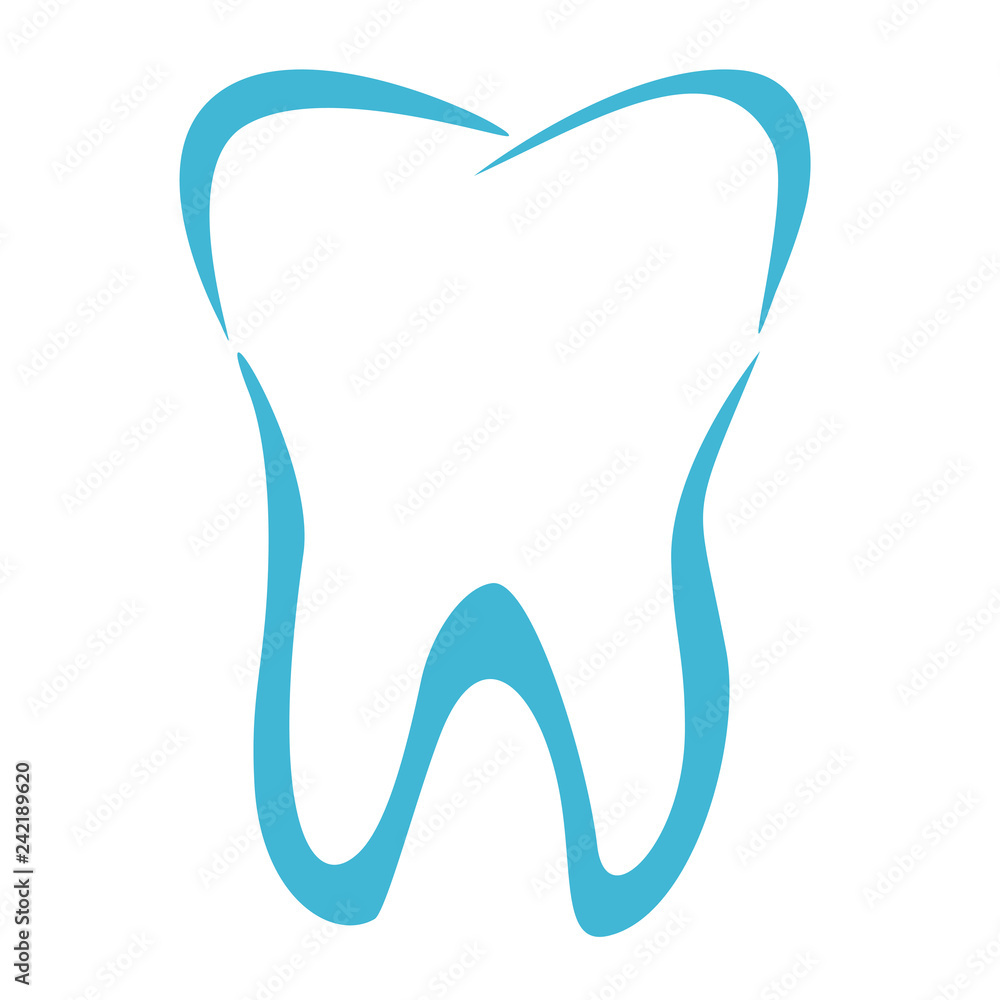 Vector illustration or tooth icon. Healthy white tooth isolated on white background. Logo for design your clinic. Medical design element. Health and care concept Vector illustration or tooth icon. Healthy white tooth isolated on white background. Logo for design your clinic. Medical design element. Health and care concept