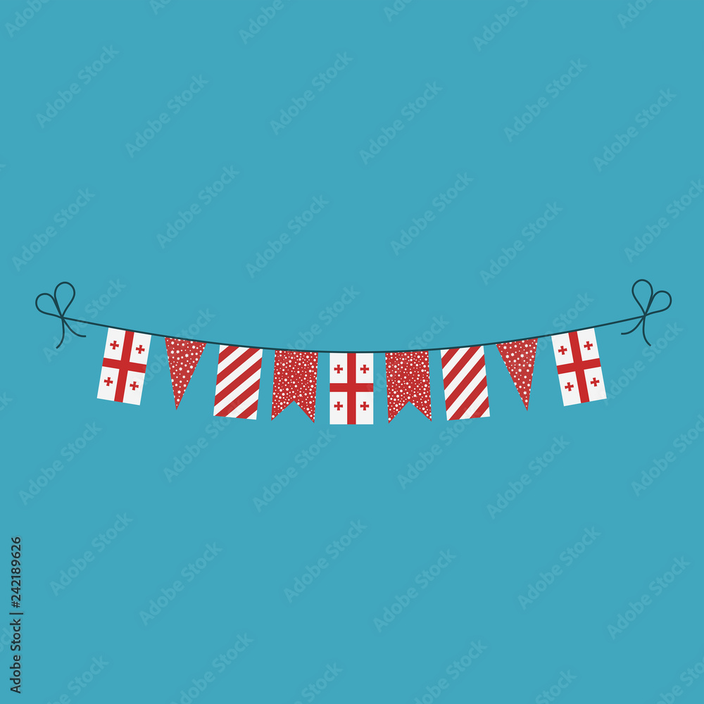 Decorations bunting flags for Georgia national day holiday in flat design. Independence day or National day holiday concept. Decorations bunting flags for Georgia national day holiday in flat design. Independence day or National day holiday concept.