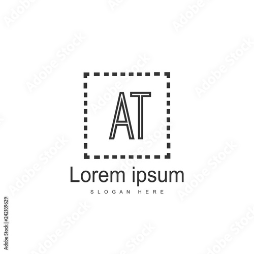 Free Download AT Letters Logo Design. Simple and Creative Black Letter Concept Illustration. - GFXLoad