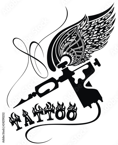 Tattoo machine. Tattoo studio emblem