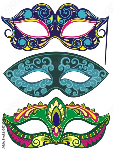 Venetian painted carnival face masks collection for party