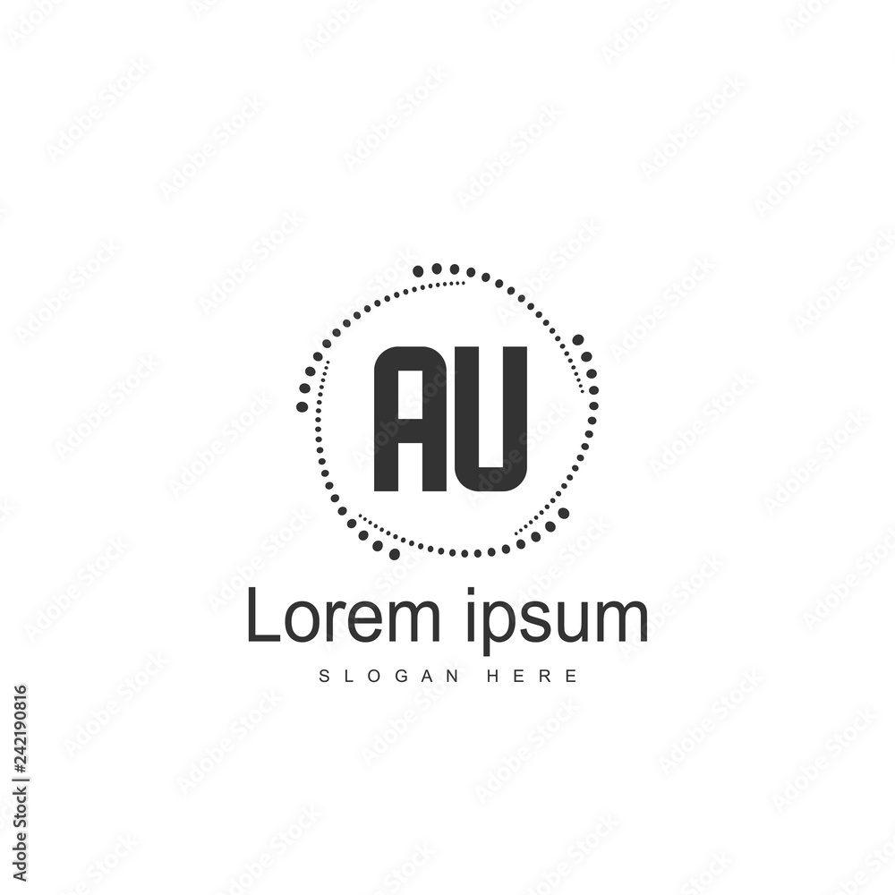 AU Letters Logo Design. Simple and Creative Black Letter Concept Illustration. AU Letters Logo Design. Simple and Creative Black Letter Concept Illustration.