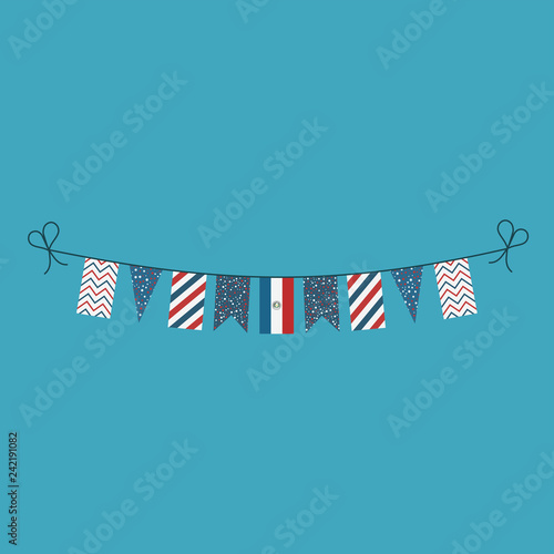 Decorations bunting flags for Paraguay national day holiday in flat design. Independence day or National day holiday concept.