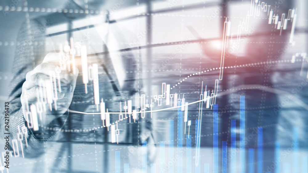 Forex trading, Financial market, Investment concept on business center background. Forex trading, Financial market, Investment concept on business center background.