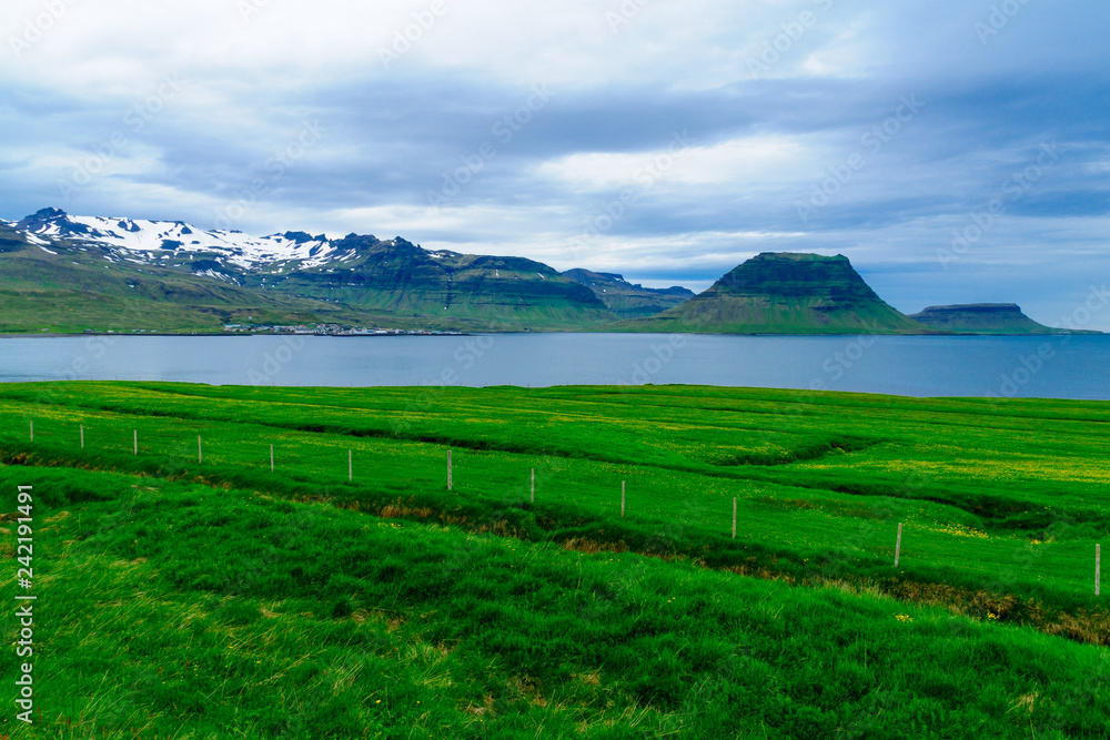 Landscape and the Kirkjufell mountain Landscape and the Kirkjufell mountain