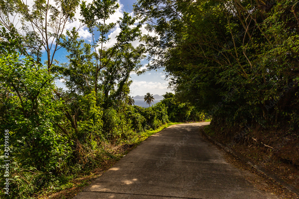 Saint Vincent and the Grenadines, road, Bequia view