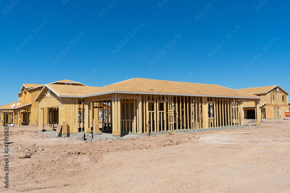 Fototapeta premium Homes under construction in a new development