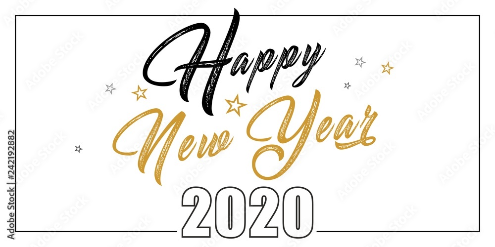 Życzenia Szczęśliwego Nowego Roku 2020 lub 2021 napisane na ładnym tle. Projekt karty szczęśliwego nowego roku. Ilustracji wektorowych EPS - obrazy, fototapety, plakaty 