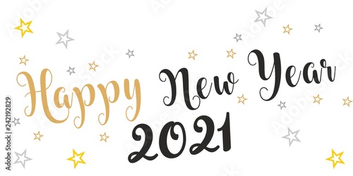 Życzenia Szczęśliwego Nowego Roku 2020 lub 2021 napisane na ładnym tle. Projekt karty szczęśliwego nowego roku. Ilustracji wektorowych EPS