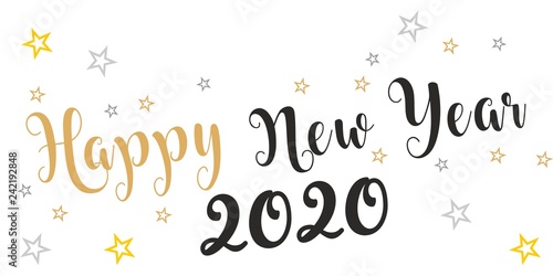 Życzenia Szczęśliwego Nowego Roku 2020 lub 2021 napisane na ładnym tle. Projekt karty szczęśliwego nowego roku. Ilustracji wektorowych EPS