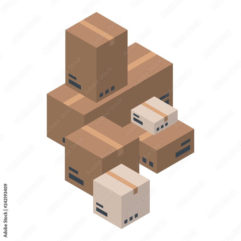 Fototapeta premium Delivery stack box icon. Isometric of delivery stack box vector icon for web design isolated on white background