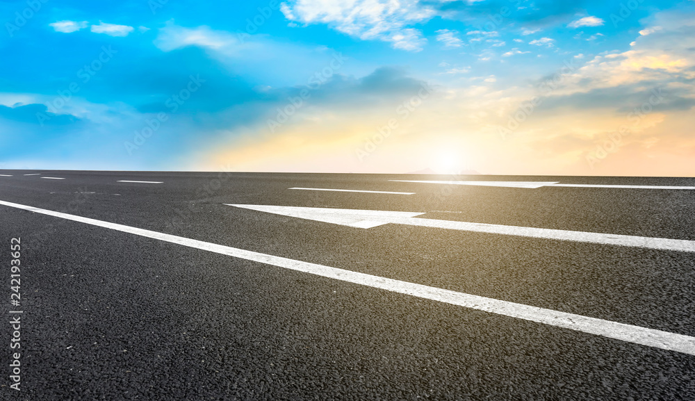 Fototapeta premium Air highway asphalt road and beautiful sky scenery