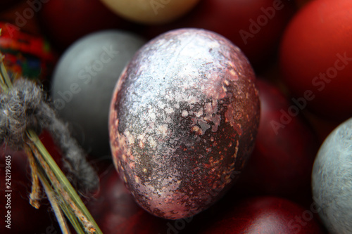 Close-up of a brilliant painted egg for Easter