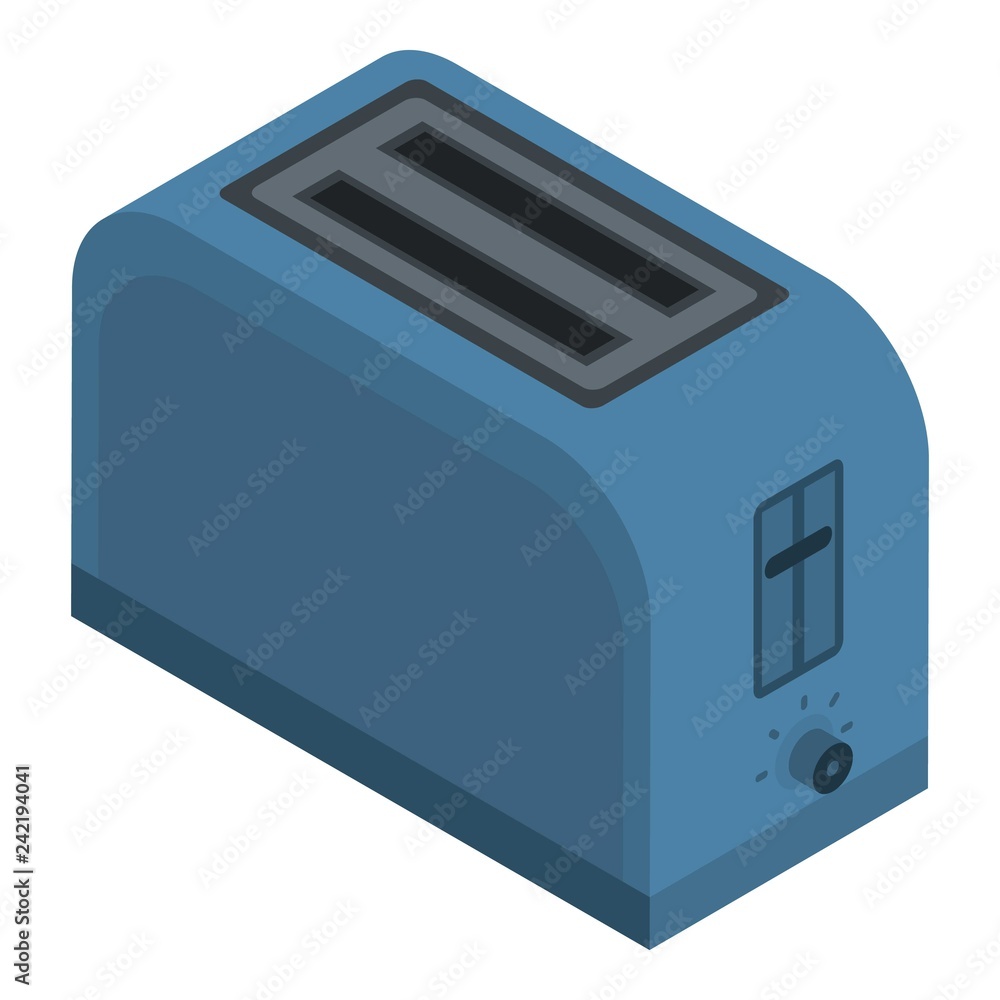Blue toaster icon. Isometric of blue toaster vector icon for web design isolated on white background Blue toaster icon. Isometric of blue toaster vector icon for web design isolated on white background