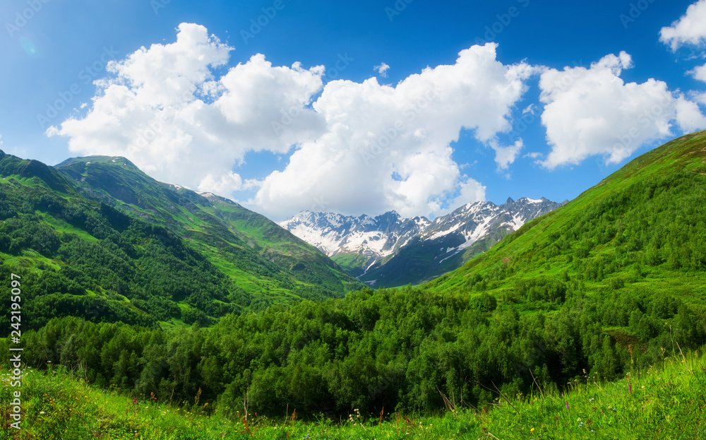 Naklejka premium Alpine mountains landscape